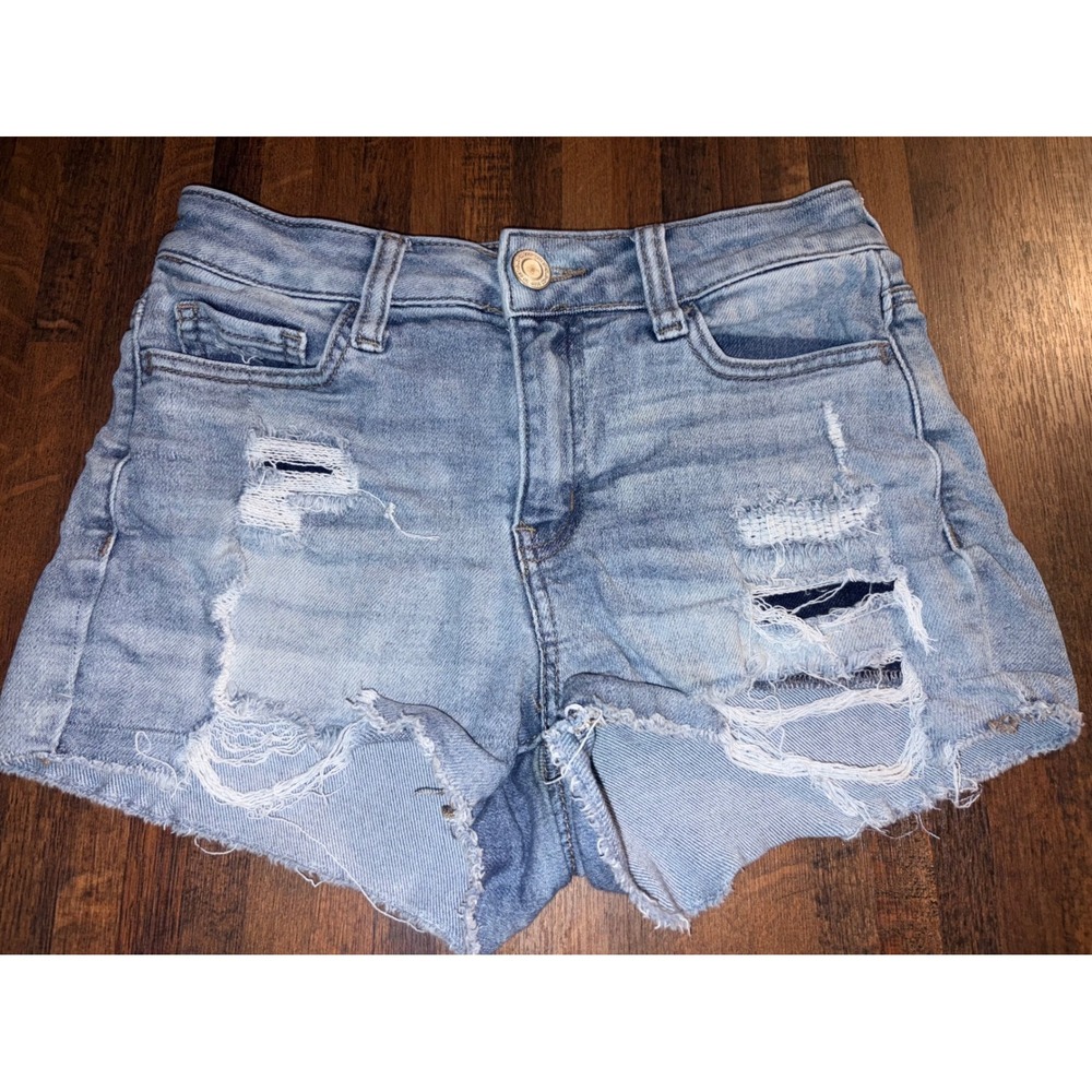 SO Goods For Life Womens High Rise Distressed Denim Shorts Light Wash Size 3 26W